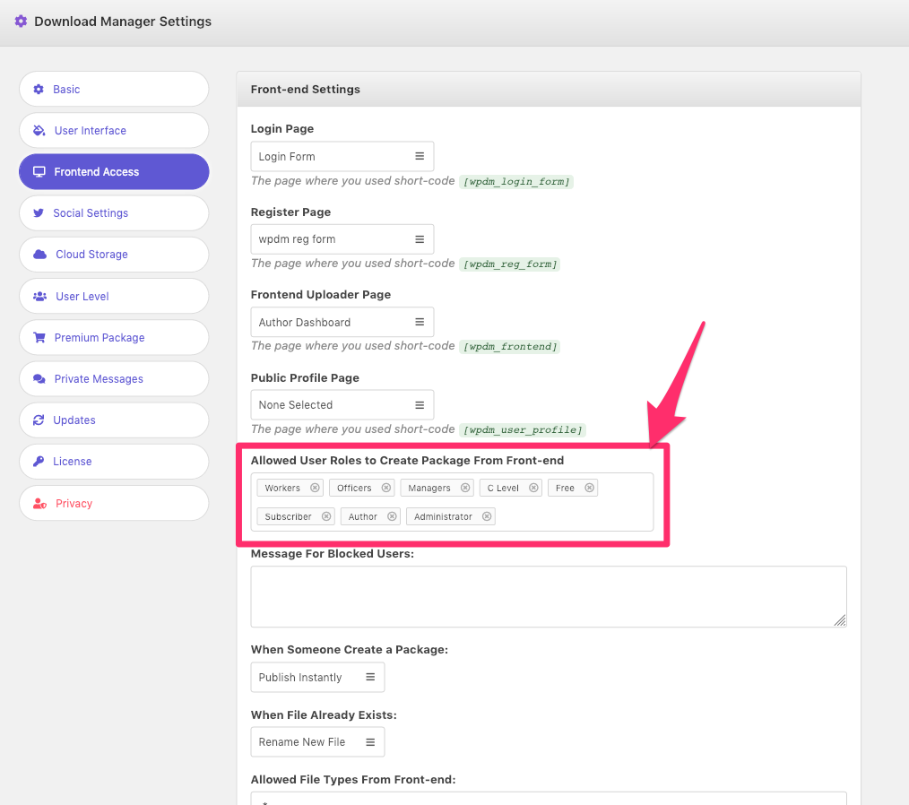 wp front end file upload and download manager