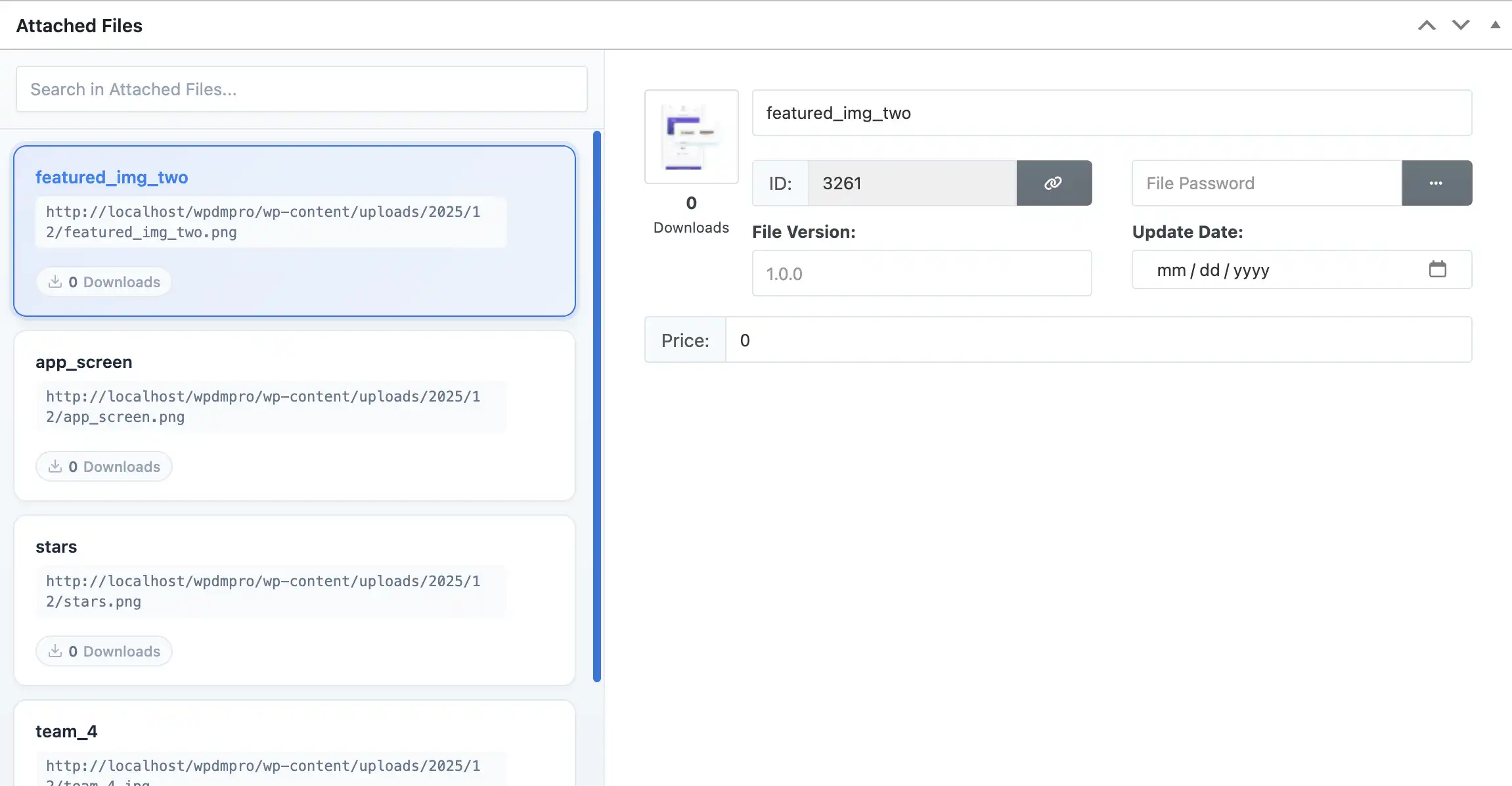 Attached Files - WordPress Download Manager